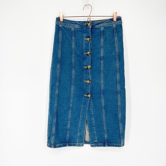 Anthropologie Pilcro & the letterpress Button Front Denim Pencil Midi - Picture 3 of 9